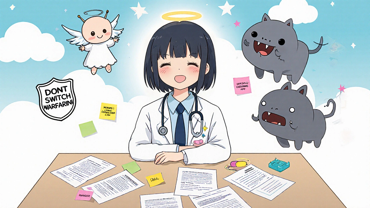 A doctor documents prescriptions with signed handouts, protected by a glowing &#039;DOC DOCUMENTED&#039; shield.