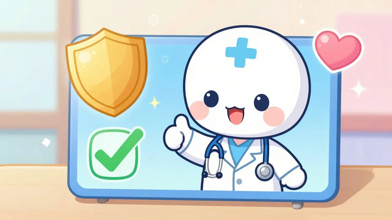Chibi doctor providing a friendly online medical consultation in a sparkly anime style.
