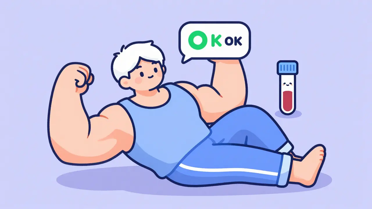 Kawaii anime character feeling healthy and relaxed with a medical health meter.