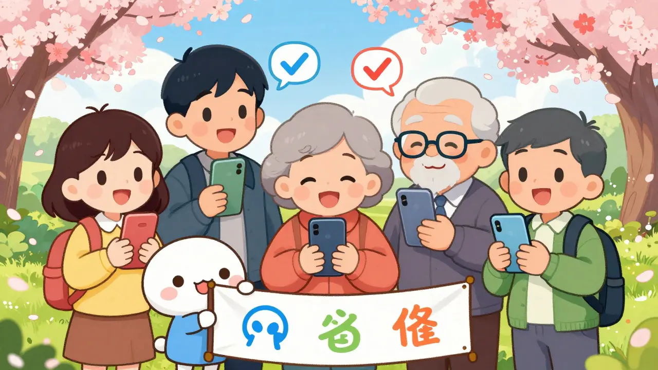 Happy kawaii people receiving prescription transfer notifications