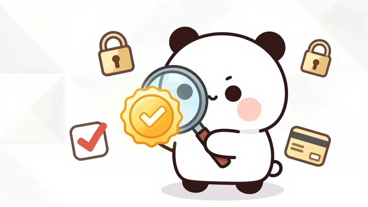 Anime character checking a safety seal with a magnifying glass