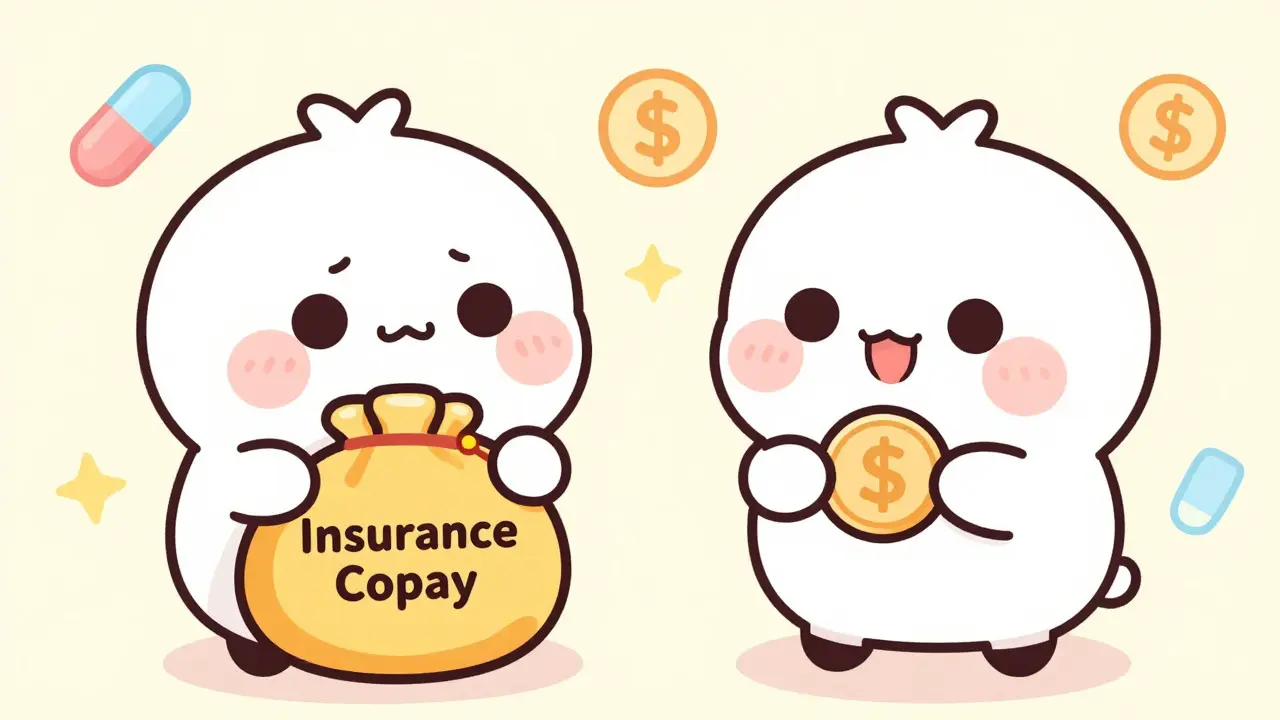 Anime comparison of high insurance copay vs low generic cost